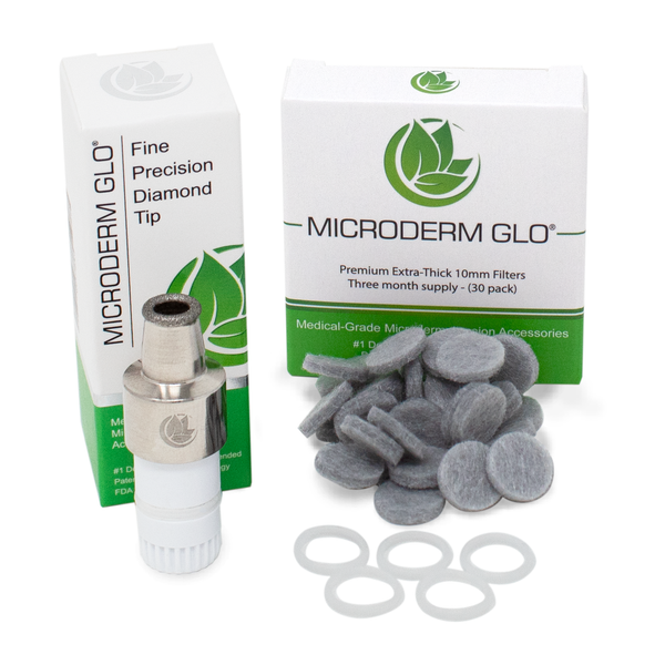 Microderm GLO Fine Diamond Tip & 30 Pack 10mm Filter Bundle