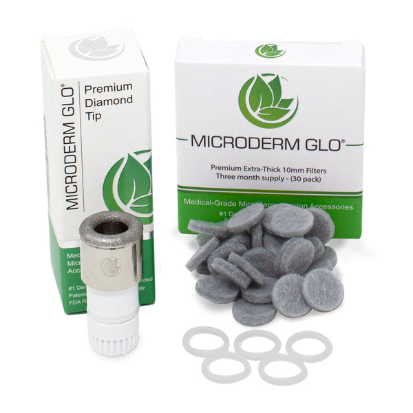 Microderm GLO Premium Diamond Tip & 30 Pack 10mm Filter Bundle